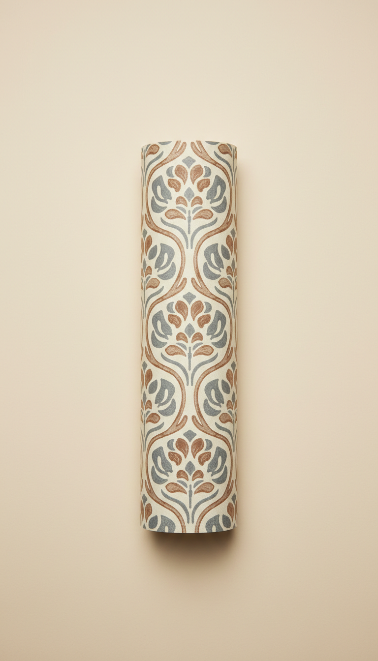 Hand-Printed Wallpaper Roll in Slate Pewter