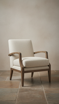 Ivory Linen Upholstered Accent Chair