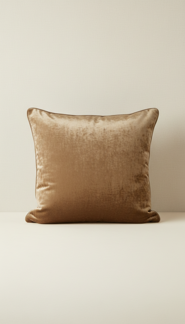 Velvet Throw Pillow with Piped Edges